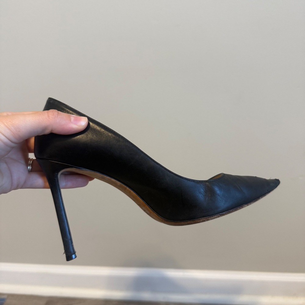 Jimmy Choo Black Leather Pointed Toe Stiletto Pumps Heels IT 38 US 8 - Picture 13 of 16